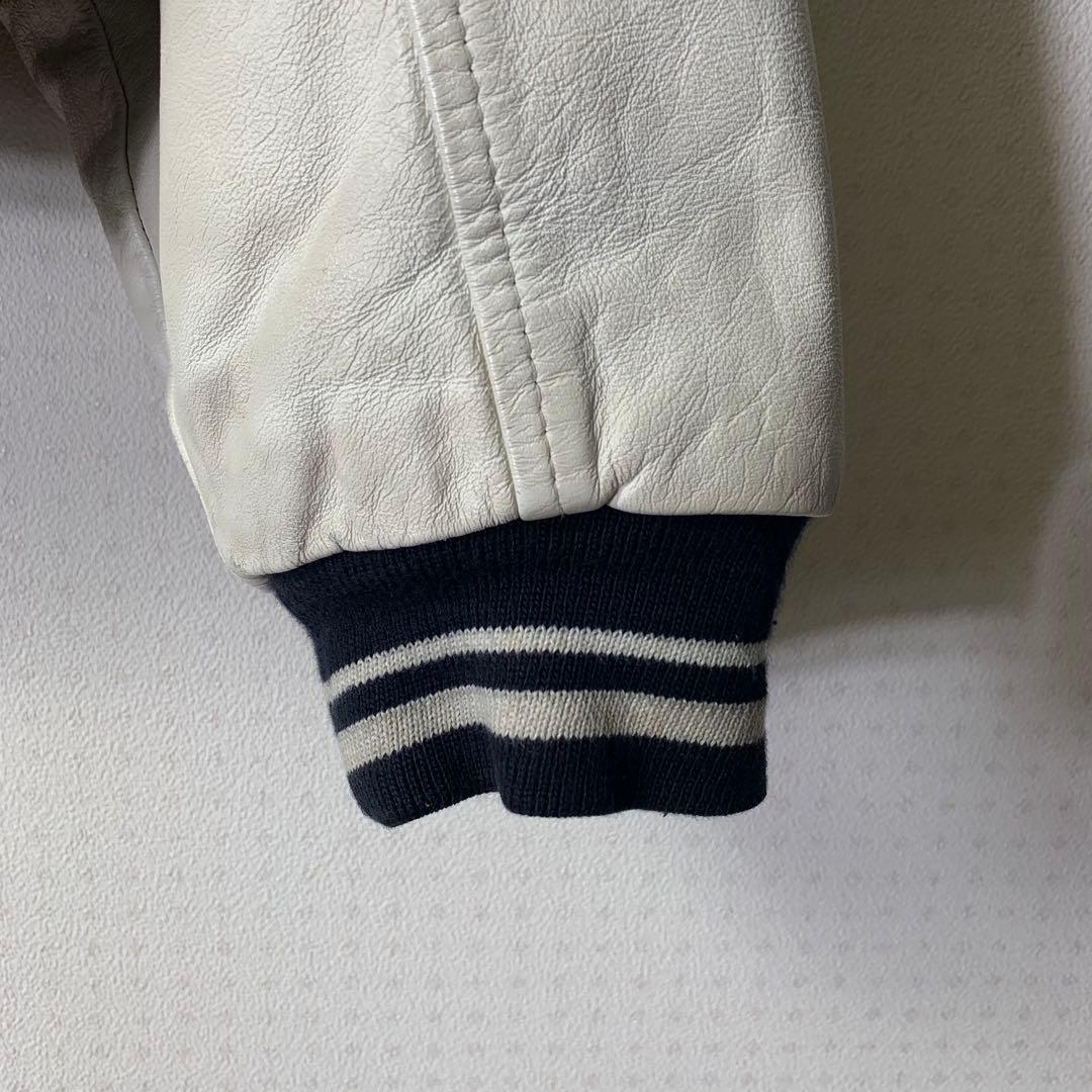 90s mirage ヤンキース スタジャン 袖レザー メルトン カナダ製 紺白