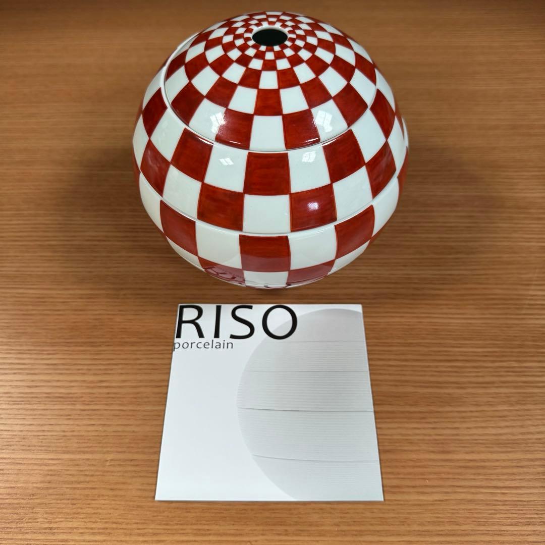 有田焼 李荘窯：赤絵市松文（混柄） 珠型三段重☆