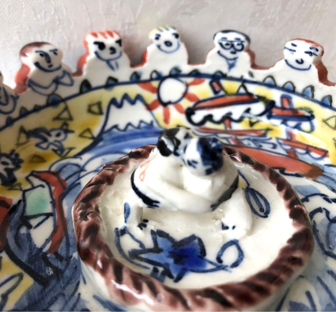 『相撲』灰皿（トレー）陶器　日本製（難あり）