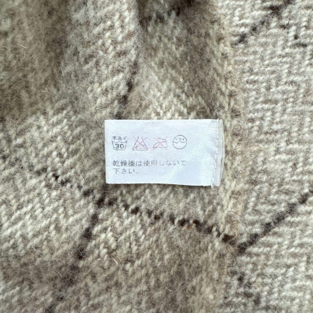 ECOLA ブランケット チェック ウール WOOL ベージュ ブラウン