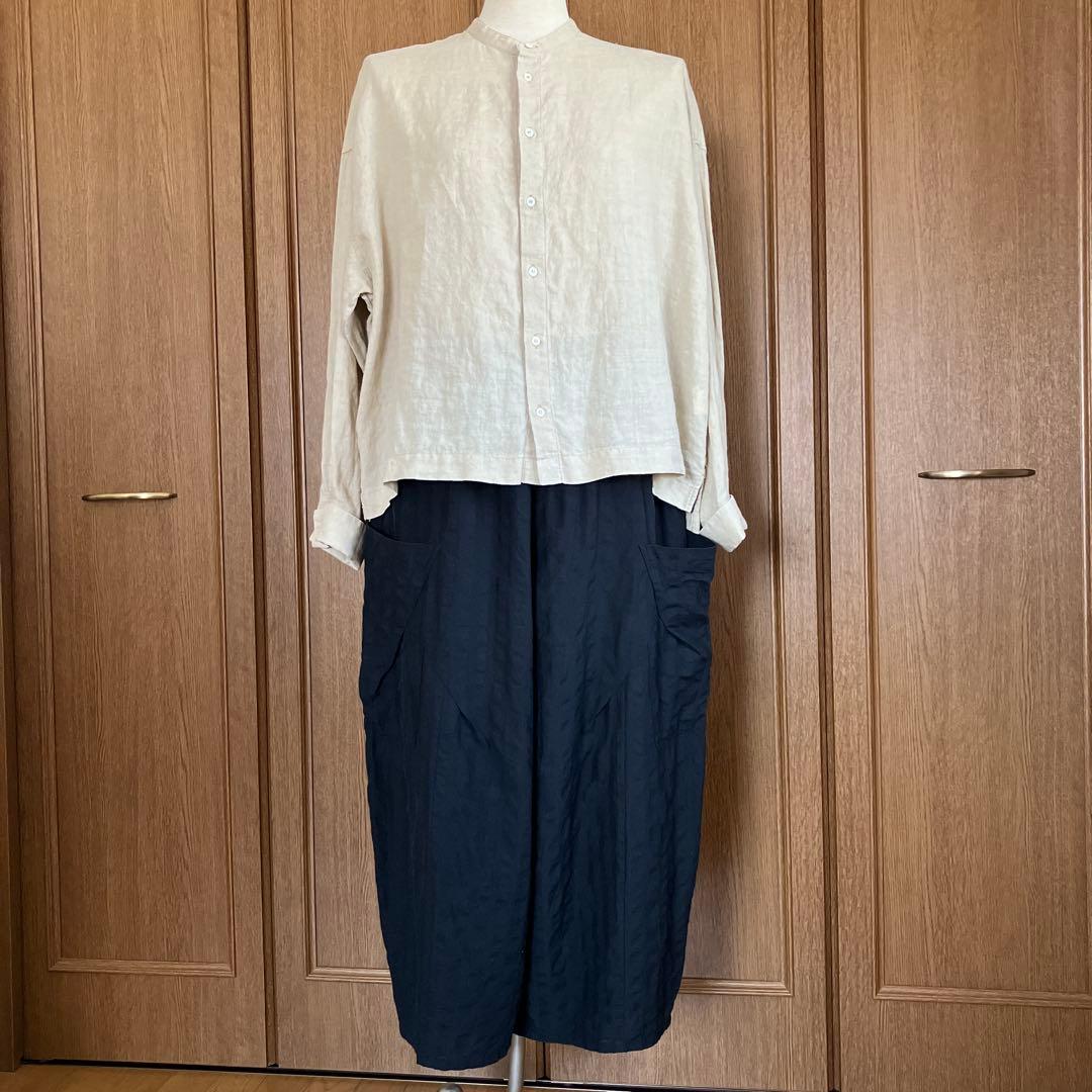 kazuringo様！ 慈雨　ポケットアクセント　　　凸凹生地のコクーンパンツ