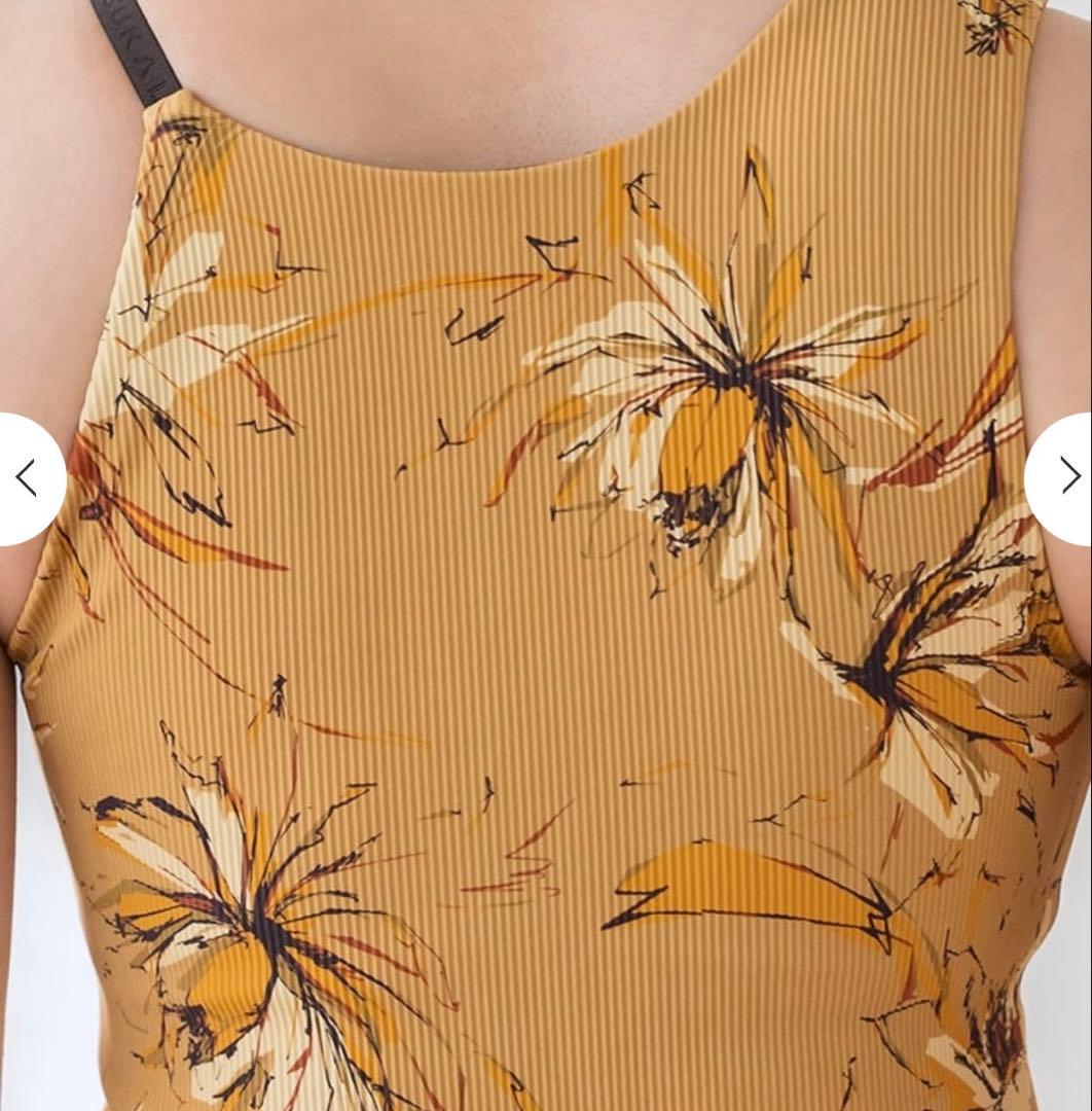 【SUKALA 】リブBigフラワープリントタンクトップ ゴールド M