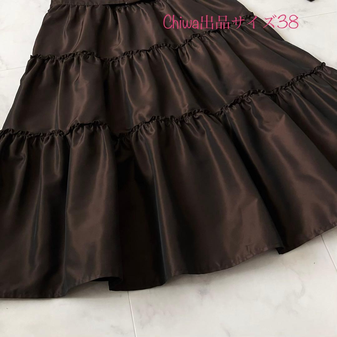 エムズグレイシー　ニット切替ティアードスカート風　ドッキング　ワンピース　38