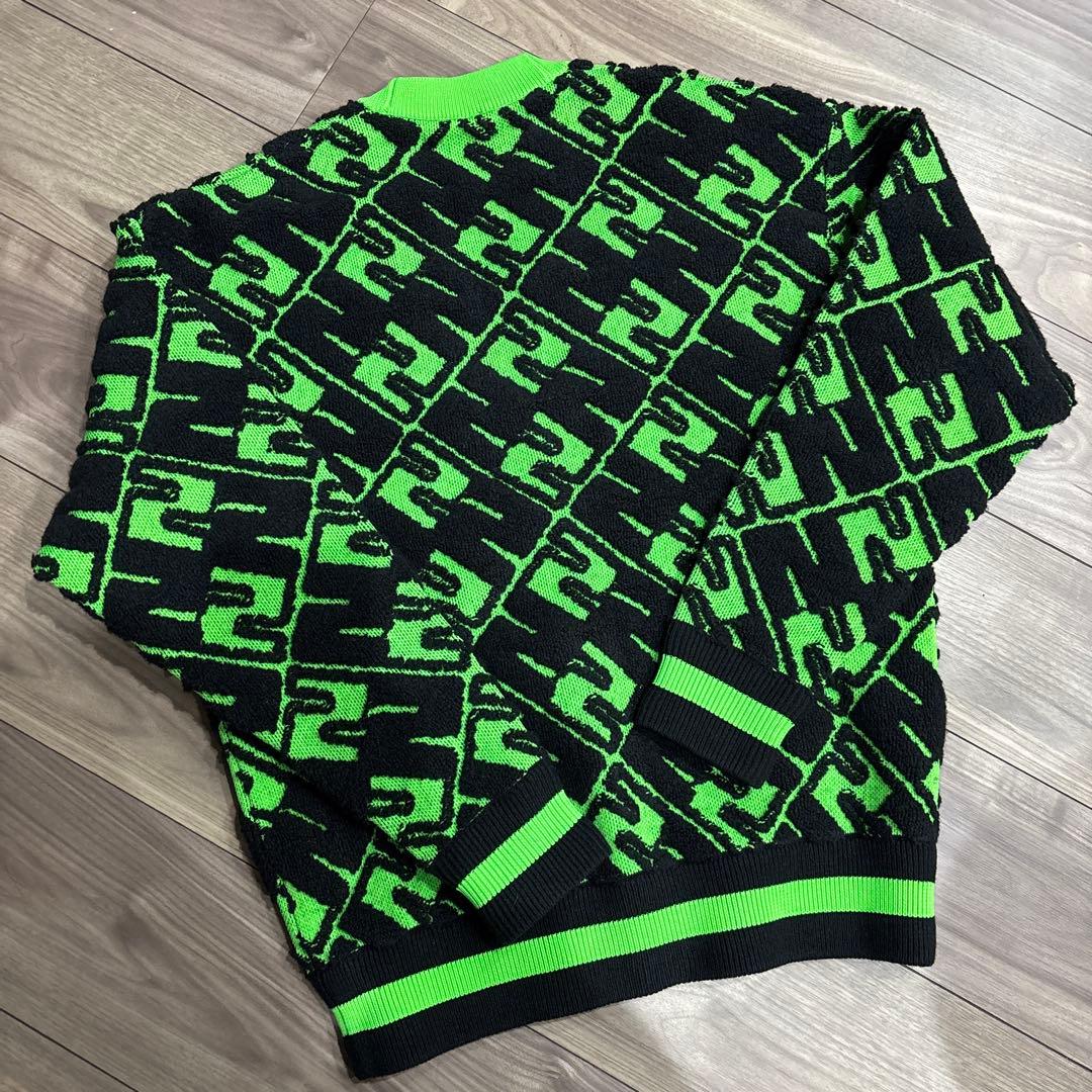 NBB WEEKENDロゴパターンニットセーター ブラック/グリーン