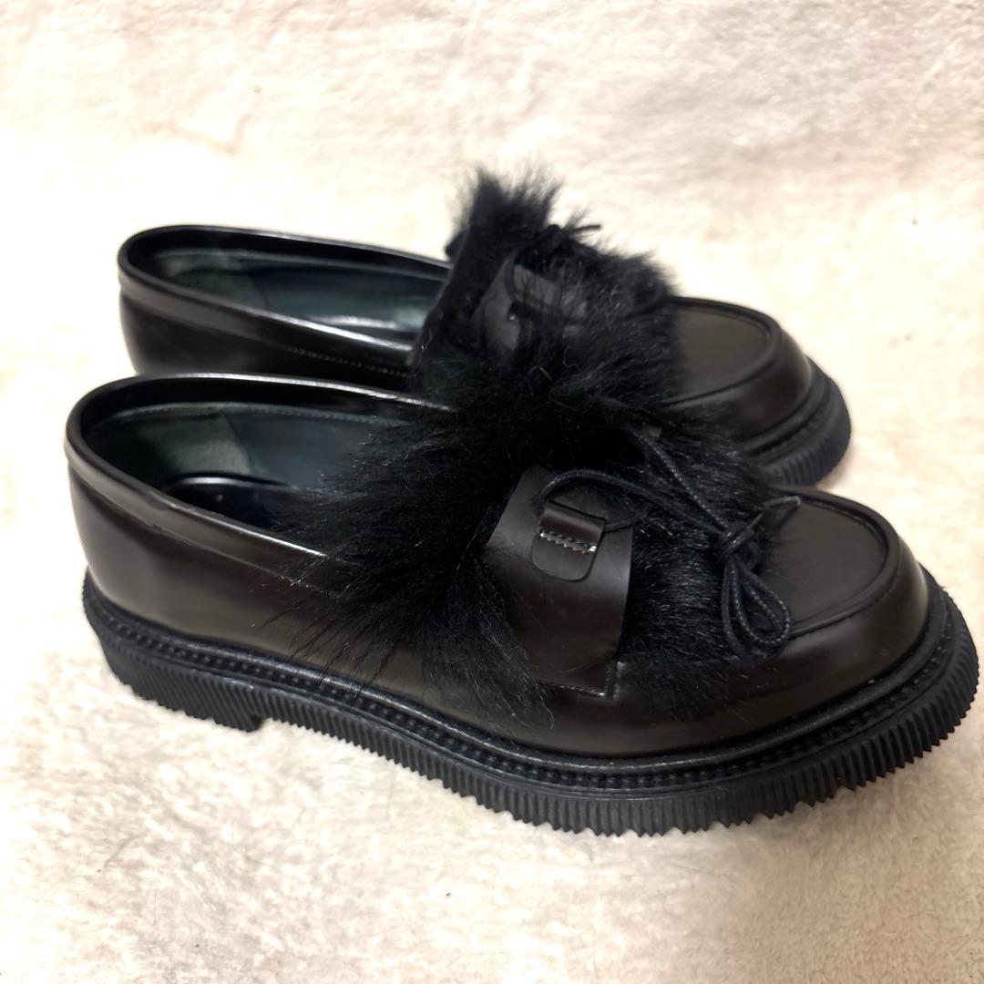 激レア⭐️ADIEU ファー レザー ローファー　革靴　ダークブラウン　42
