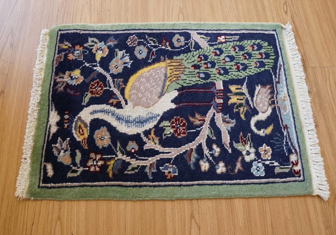 パキスタン手織りミニラグ 62×44cm ウール＆シルク ペルシヤ