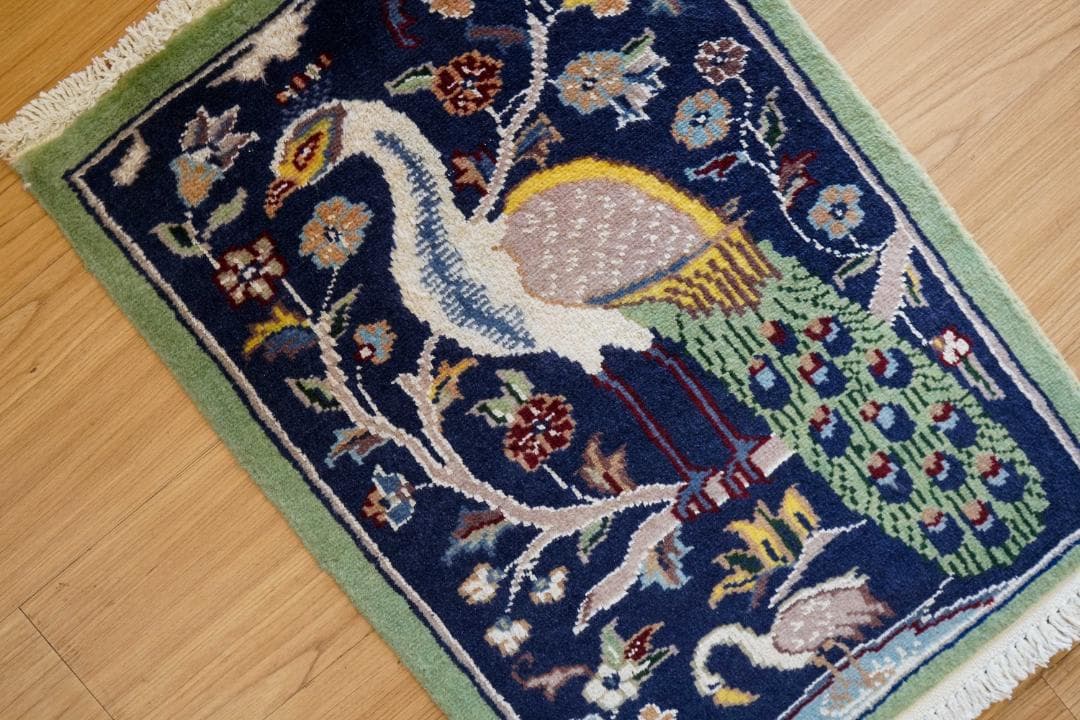 パキスタン手織りミニラグ 62×44cm ウール＆シルク ペルシヤ