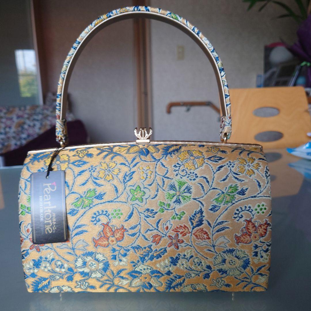 Pearlmore 和装用バッグ 金色 花柄