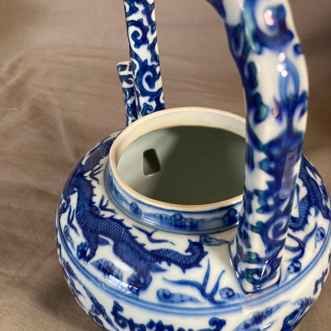 【源右衛門】古伊万里の伝統　日本の名窯　舘林源右衛門作　染付万暦龍絵　水注