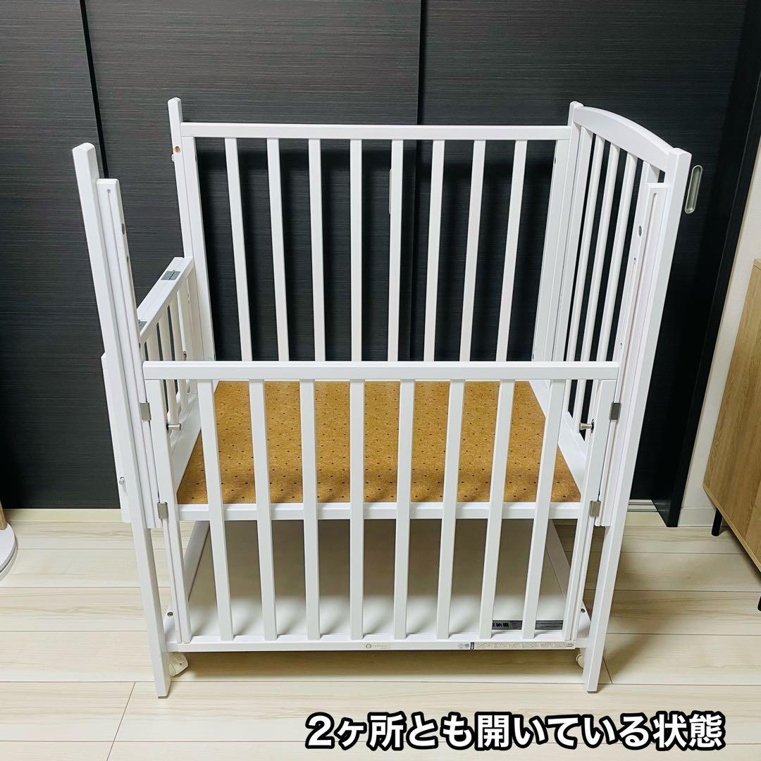 コンパクト ベビーベッド ツーオープン ヤマサキ　ミニベッド ホワイト