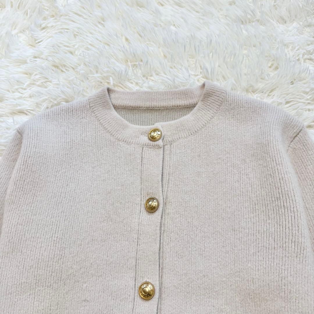 【美品】anuans アニュアンス ラクーンブレンドノーカラーニットジャケット