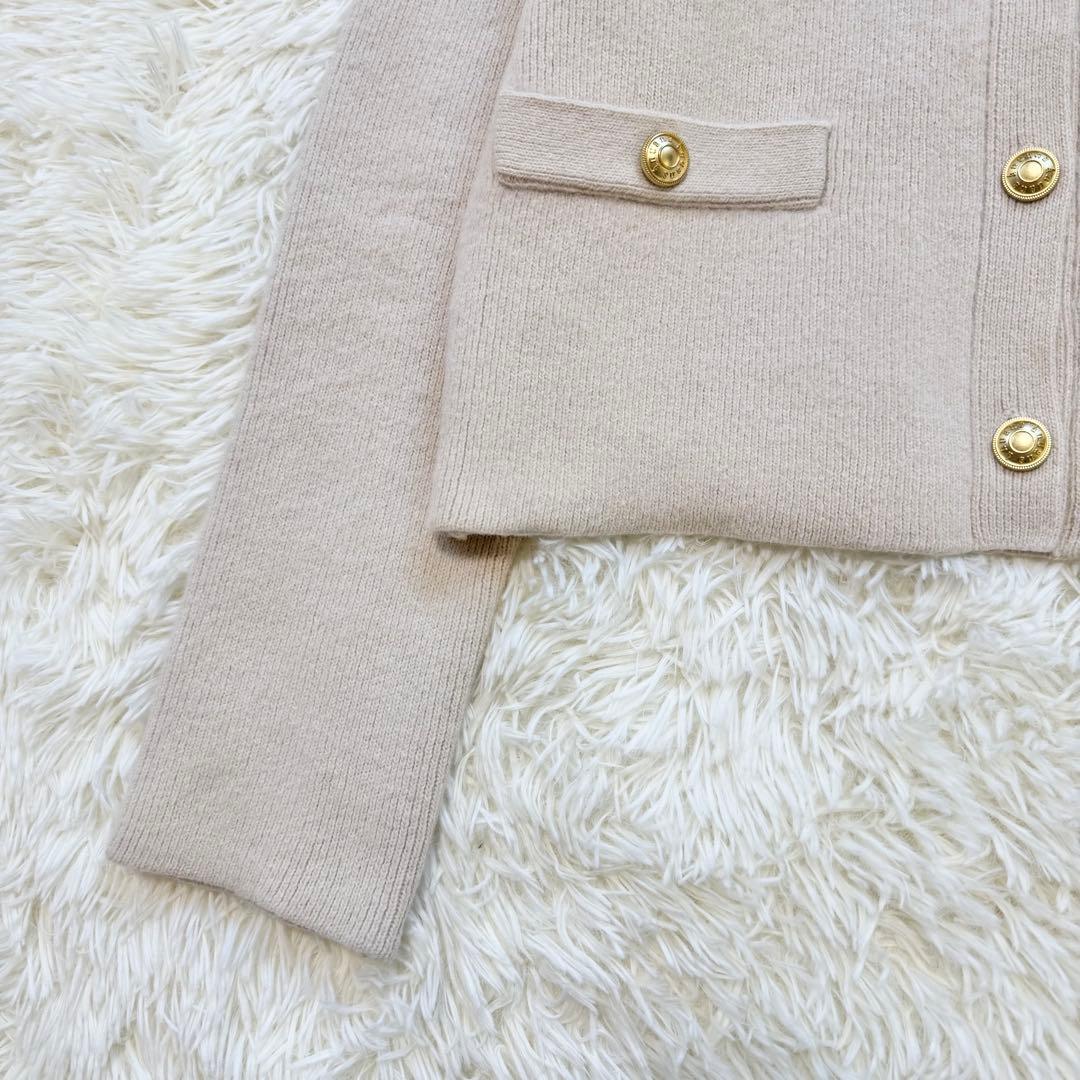 【美品】anuans アニュアンス ラクーンブレンドノーカラーニットジャケット