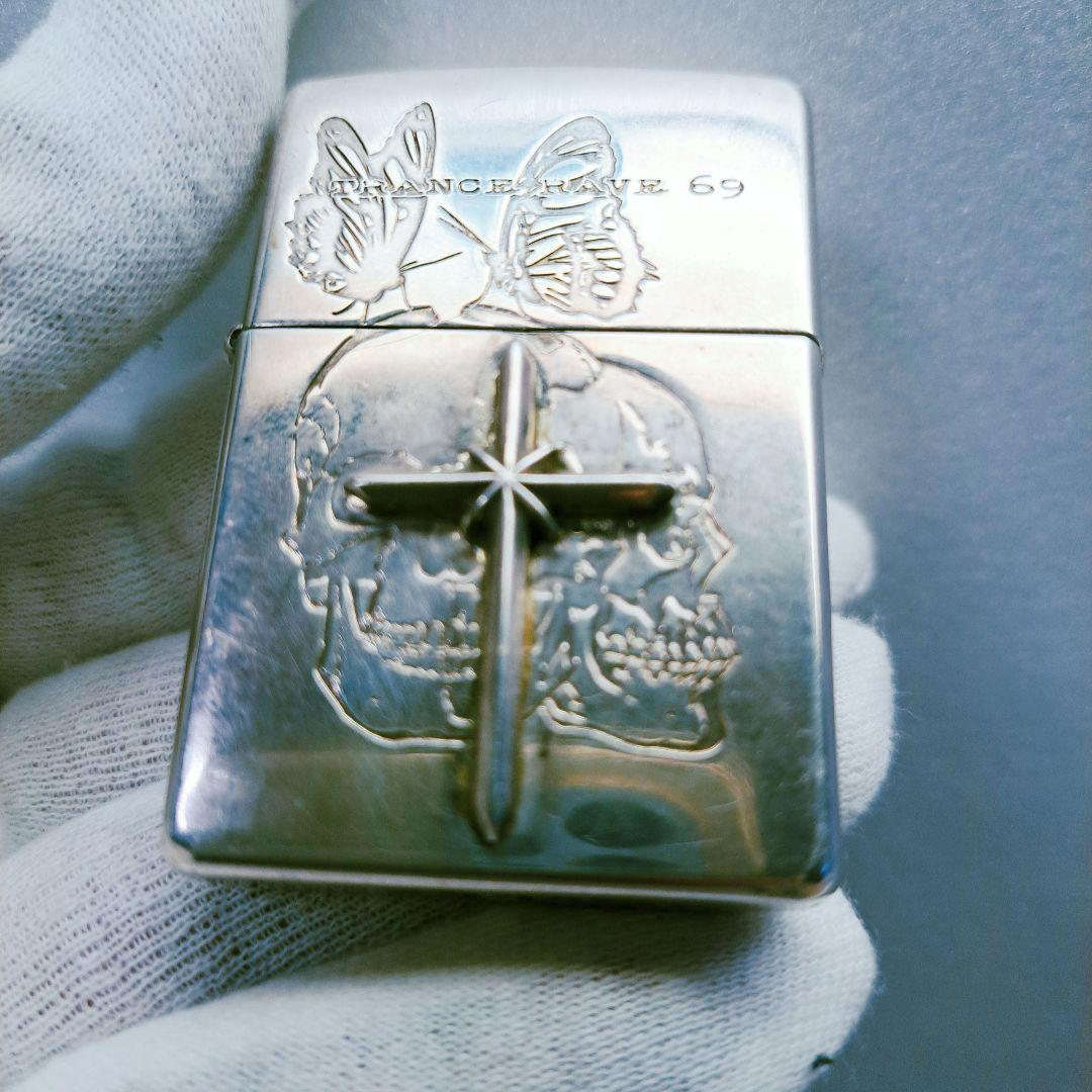 ZIPPO silver 十字架 スカル 蝶々 写真を追加