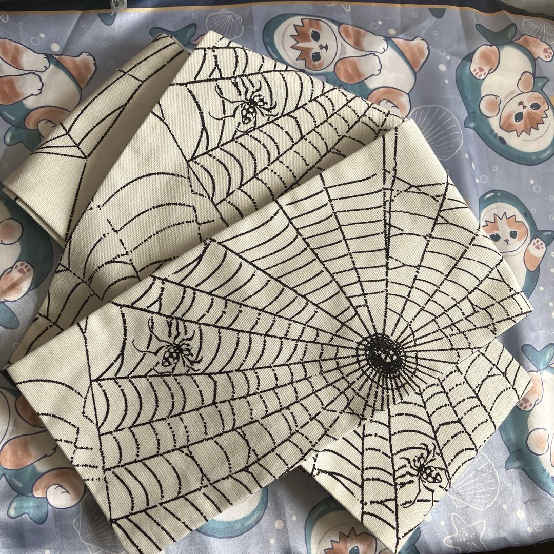 ☆美品☆ 蜘蛛　蜘蛛の巣　半幅帯　カッコイイ帯　ゴシック　半巾帯