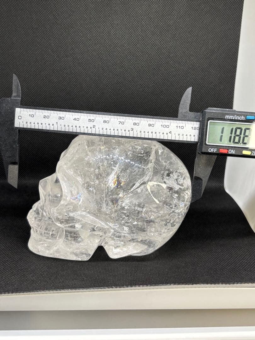 高品質✨水晶スカル　虹入り　骸骨　置物