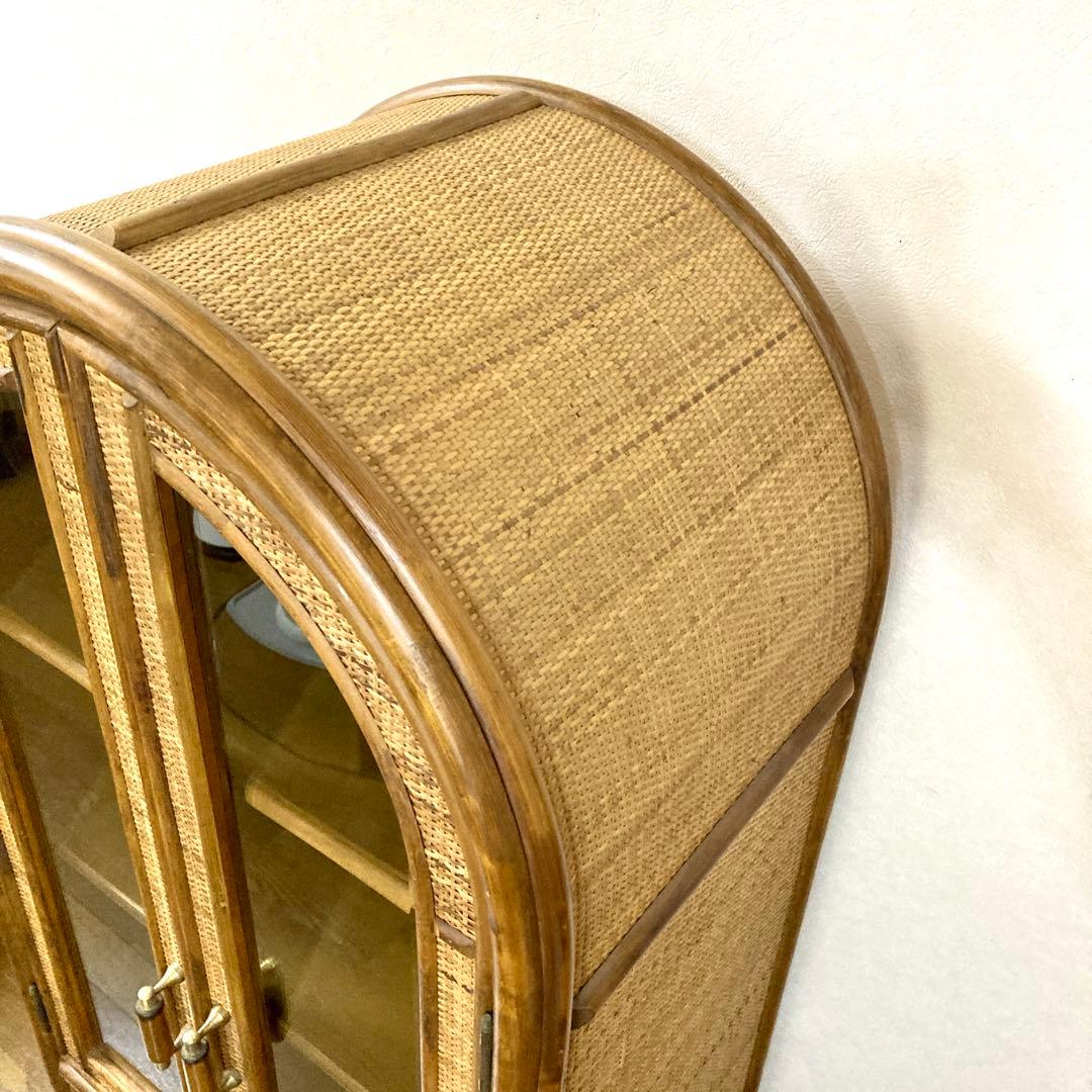 【コウ】ラタン トロピカルファイン アーチ型 キャビネット 籐家具