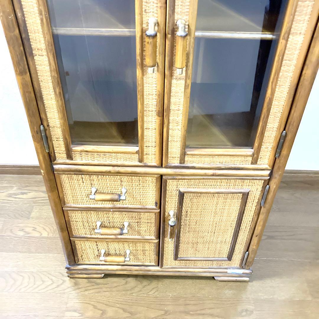 【コウ】ラタン トロピカルファイン アーチ型 キャビネット 籐家具