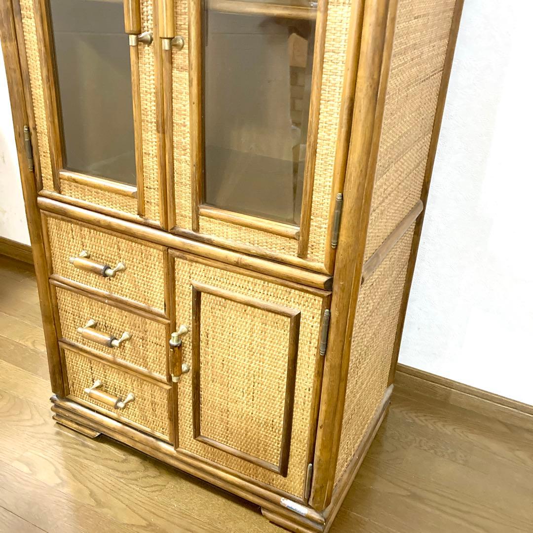 【コウ】ラタン トロピカルファイン アーチ型 キャビネット 籐家具