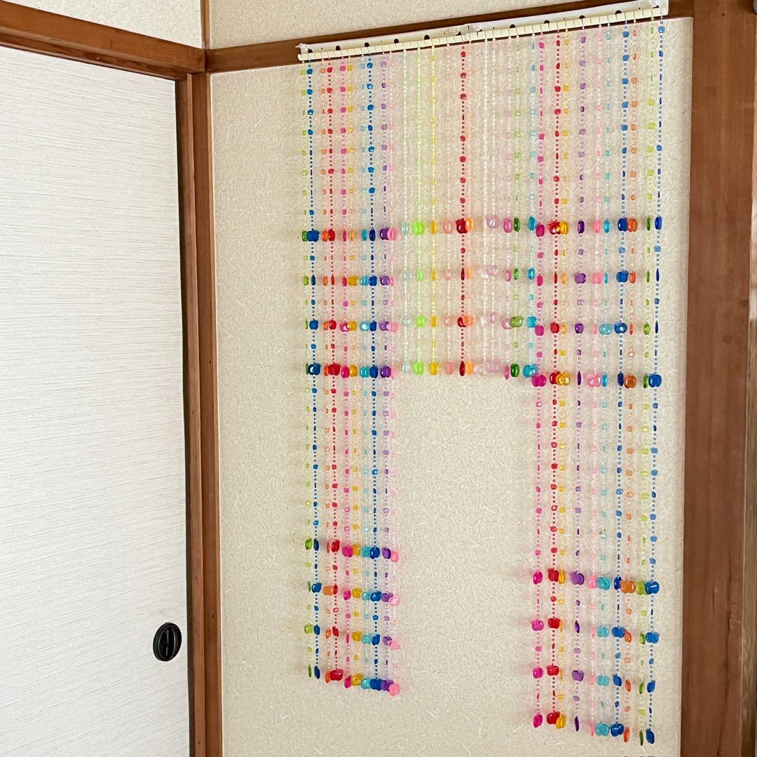 c234 ビーズのれん ビーズカーテン りんご レトロ インテリア ディスプレイ