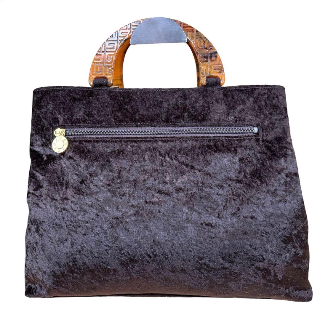 【美品/A4対応】GIVENCHY 4Gロゴ ベロア ハンドバック ブラウン