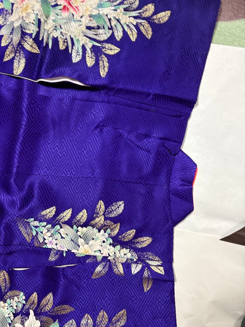 七五三 着物セット 紫色 花柄　7歳　女の子　フルセット