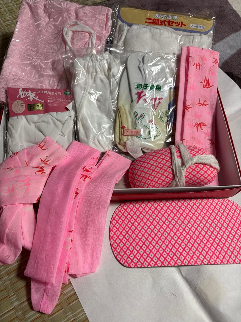 七五三 着物セット 紫色 花柄　7歳　女の子　フルセット