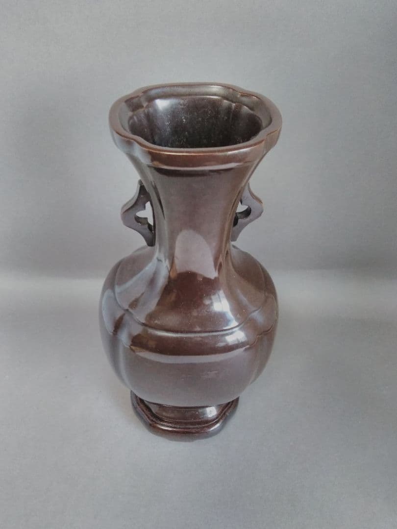 紫銅、阿古陀形　花入(金谷五良三郎)