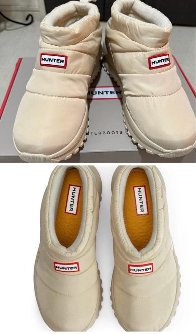 ハンター　ブーツ　白　クリーム