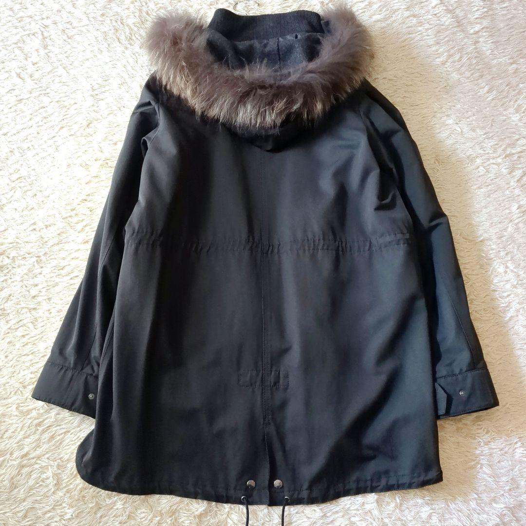 美品♥希少【23区】4way ダウンライナー モッズコート ファーフード 黒40