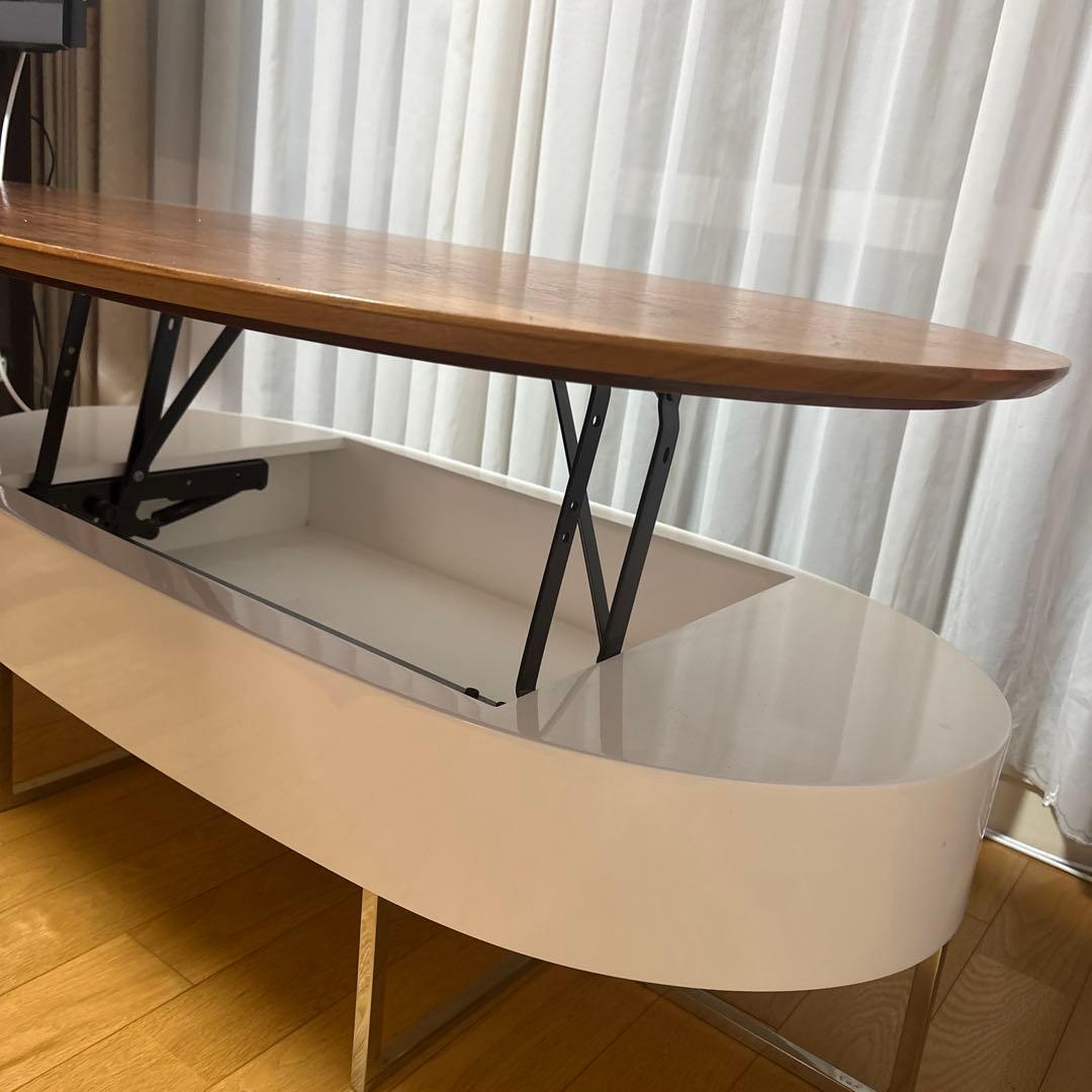 楕円形センターテーブル ブラウンとホワイト