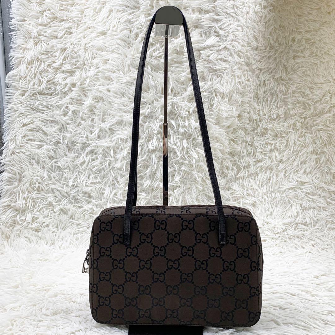 【✨美品✨】グッチ ショルダーバッグ GG柄 ナイロン ブラウン