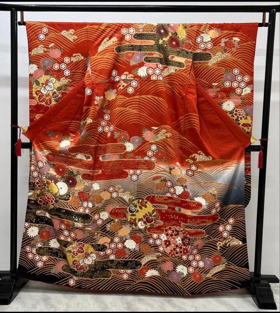 振り袖　フルセット　長襦袢　金彩加工　刺繍入り　ますいわ屋　重ね襟付き　748