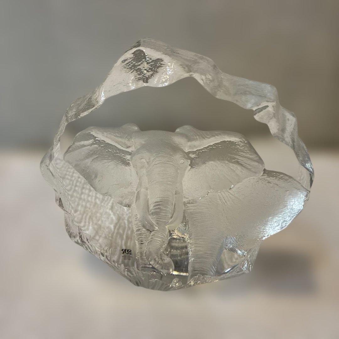 Mats Jonasson 象 クリスタルガラス 置物 北欧 スウェーデン製