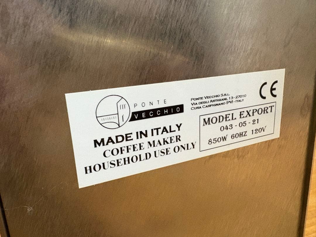 レバー式エスプレッソマシン ポンテベッキオPontevecchio EXPORT