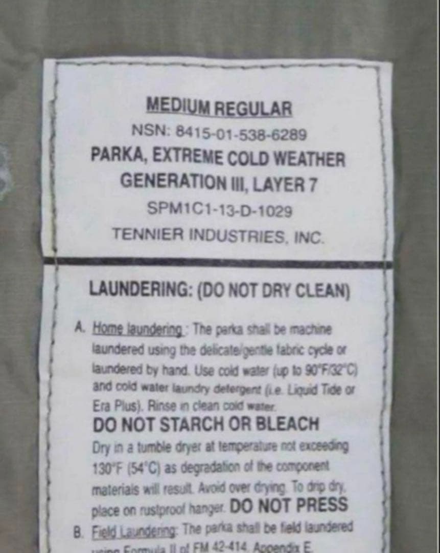 米軍実物 現行 未使用品 ECWCS LEVEL 7パーカー Mサイズ！