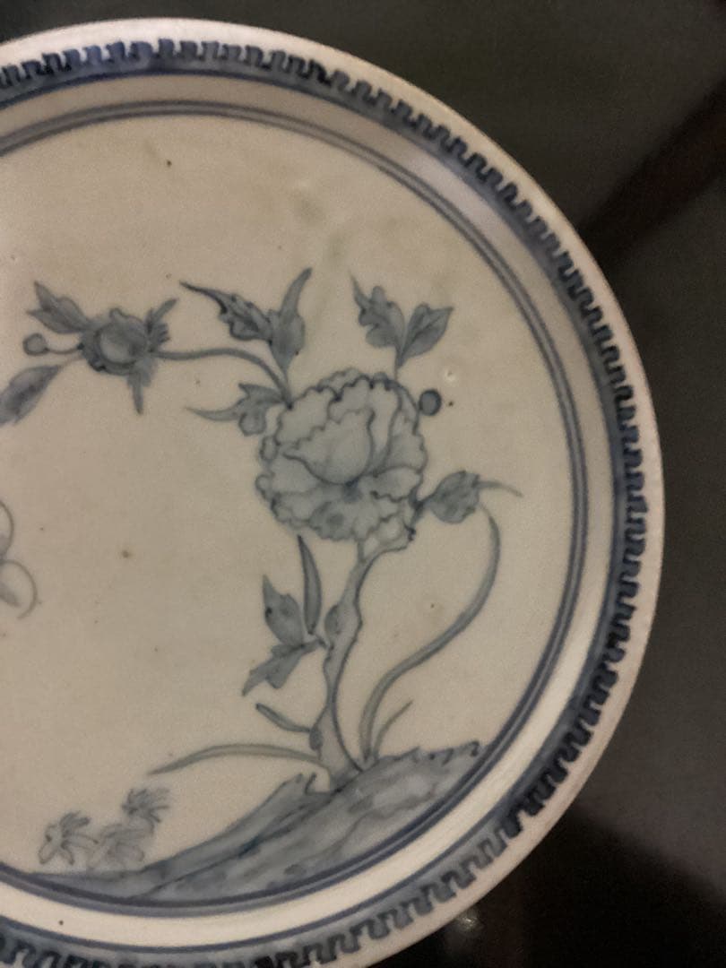 初期伊万里　染付花文江戸期皿　骨董古美術コレクション品幅約20.5cm