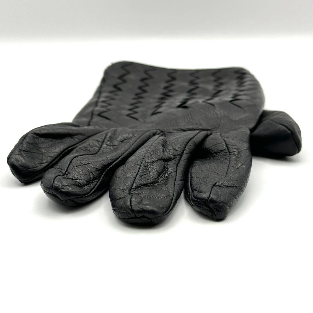 ボッテガヴェネタ 手袋 レザーグローブ イントレチャート 75 ブラック