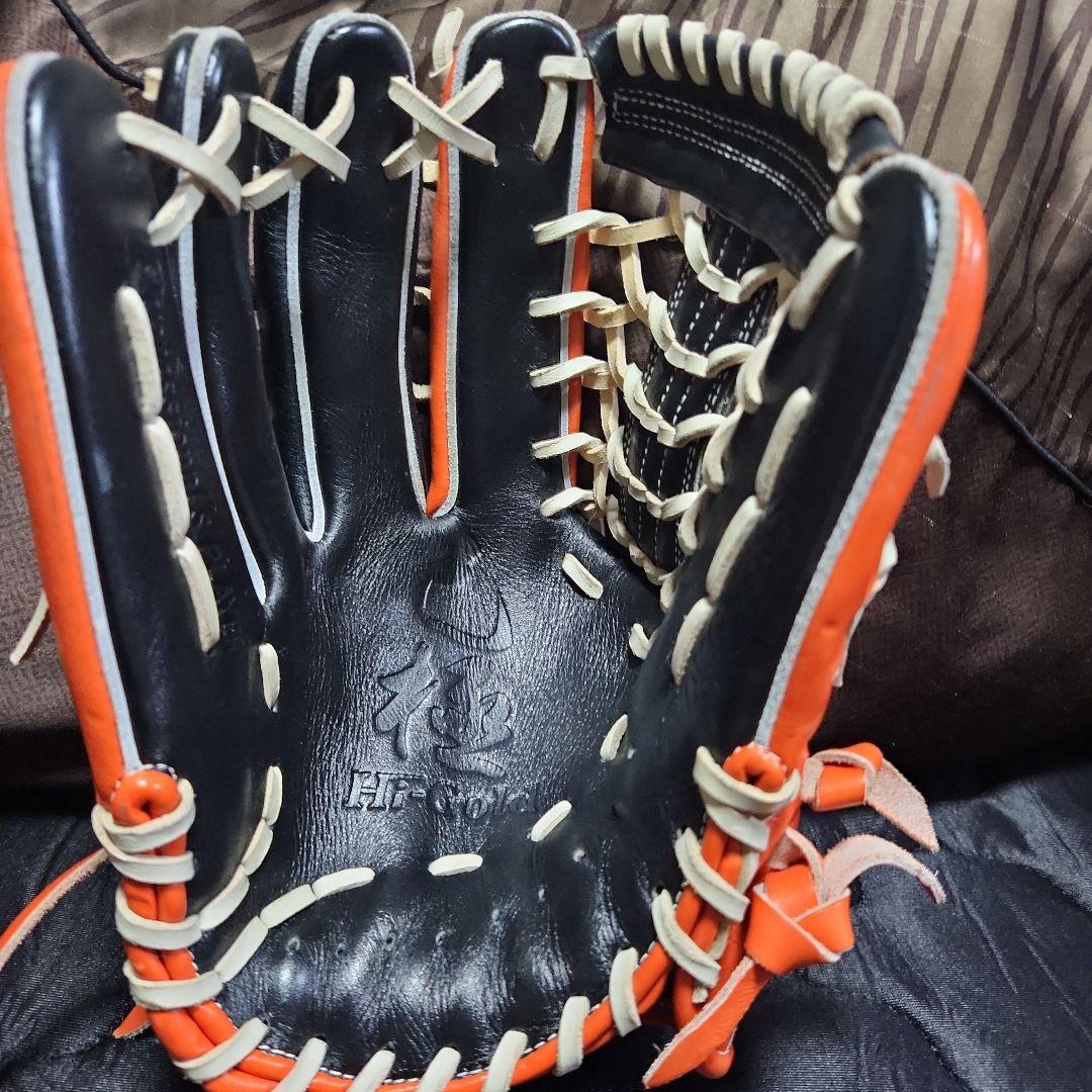 ハイゴールド軟式グローブ オレンジ/黒