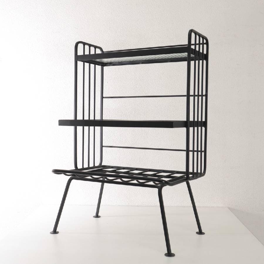 値下ウニコ ステラ スモールガラスシェルフ ガラスxアイアン レトロ風ガラス