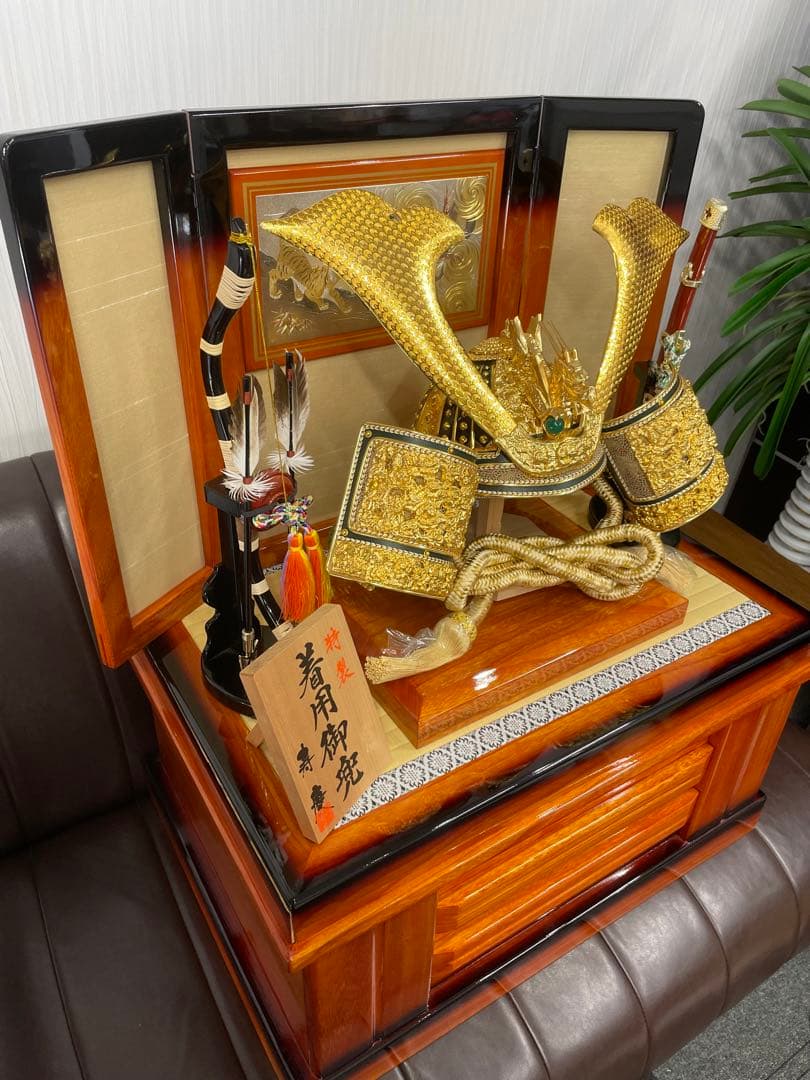 よ*ン様 極美品　兜　極上品　寿慶作　ゴールド着用兜 王朝塗り彫金竜　着用兜飾り