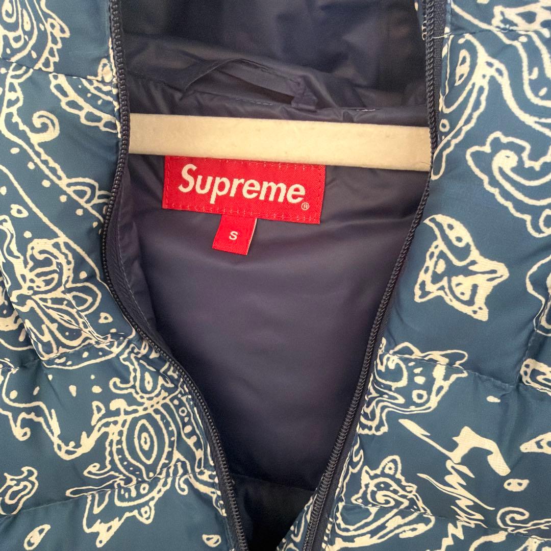 supreme micro down ペイズリー柄 ブルー Sサイズ