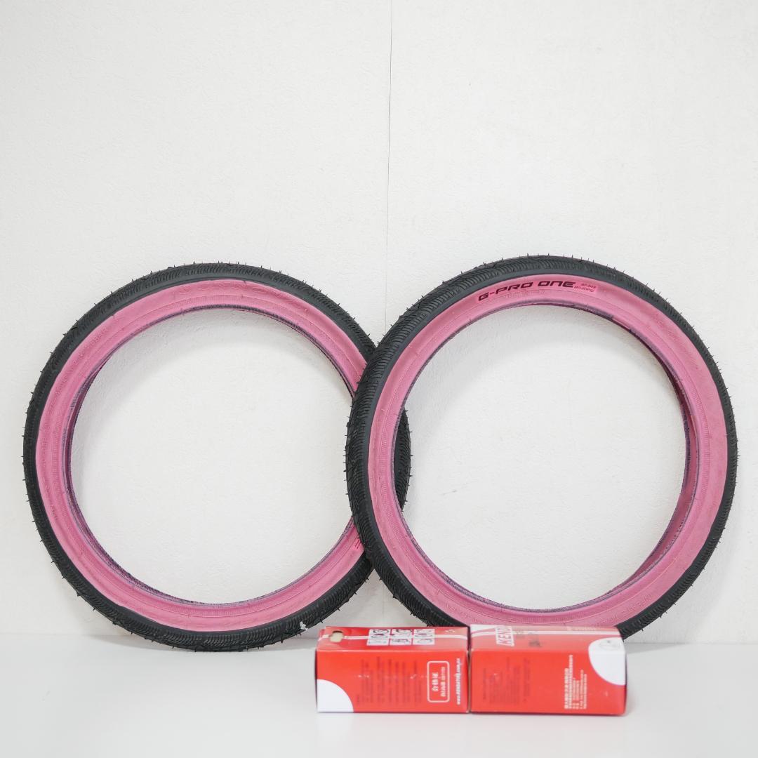 ピンク　14インチ　タイヤ　チューブ　14*1.5　1台分　ダホンＫ3