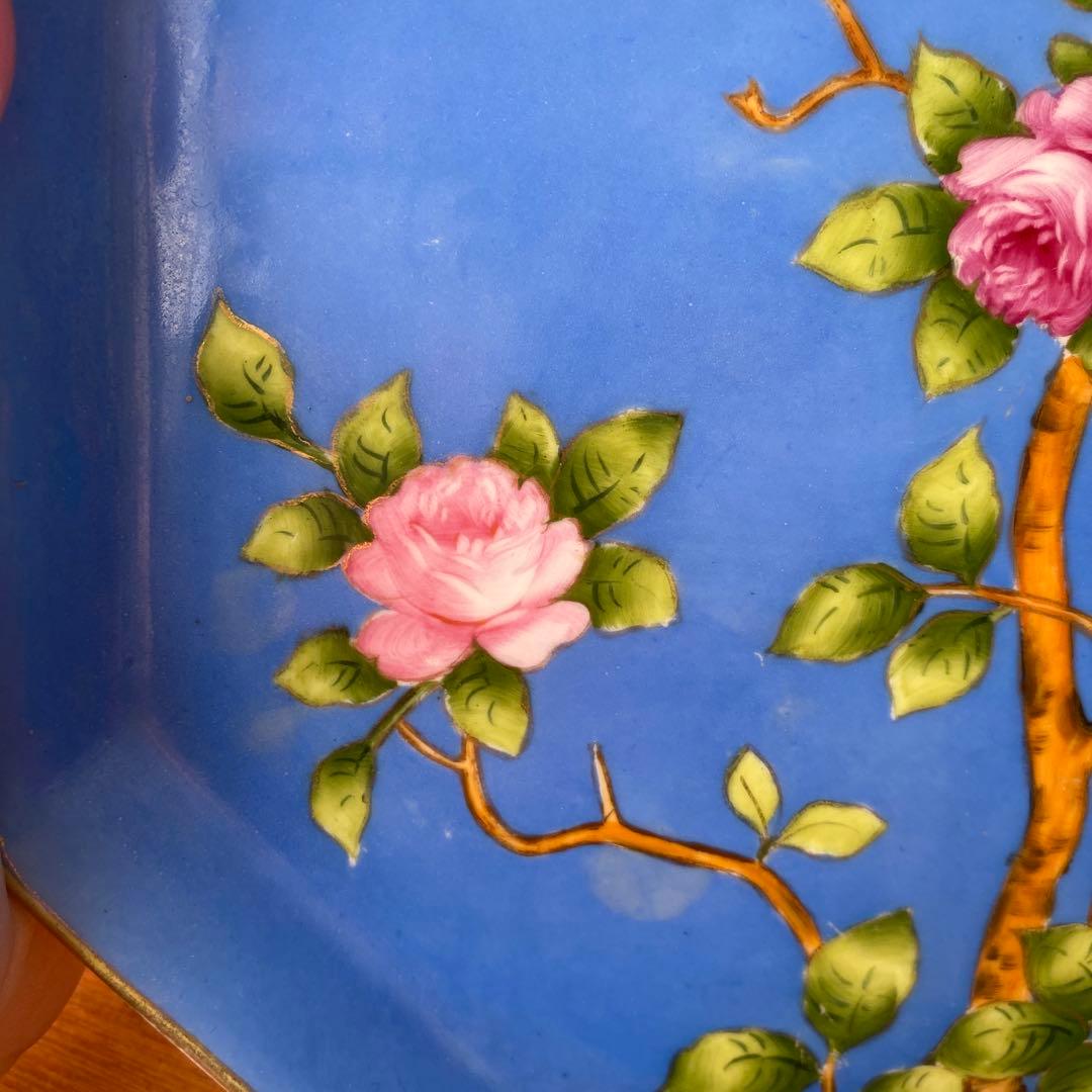 英国里帰り　オールドノリタケ　ドレッシングテーブルセット　鮮やかなブルーとお花