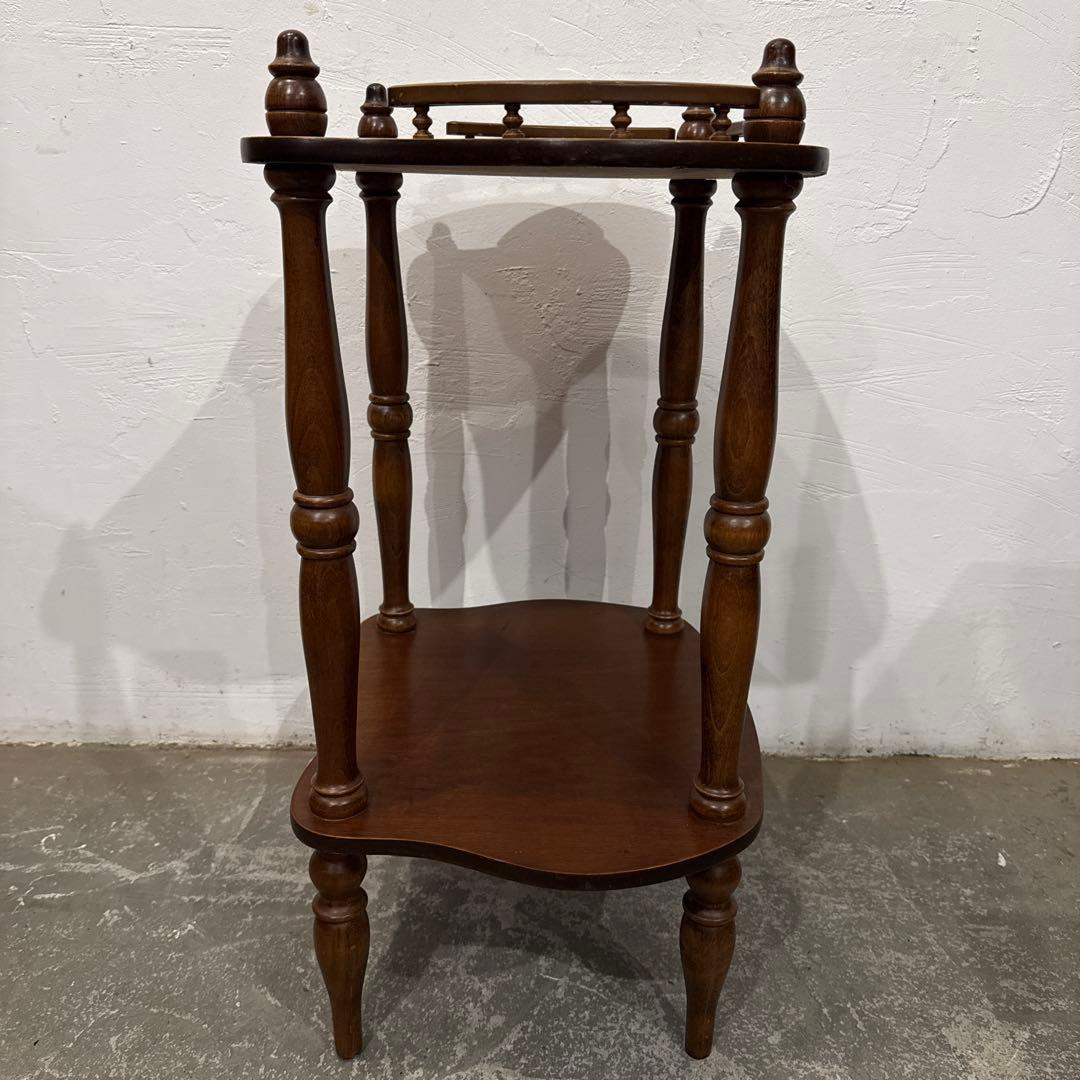 ヴィンテージ　木製サイドテーブル　ベッドサイドテーブル　花台