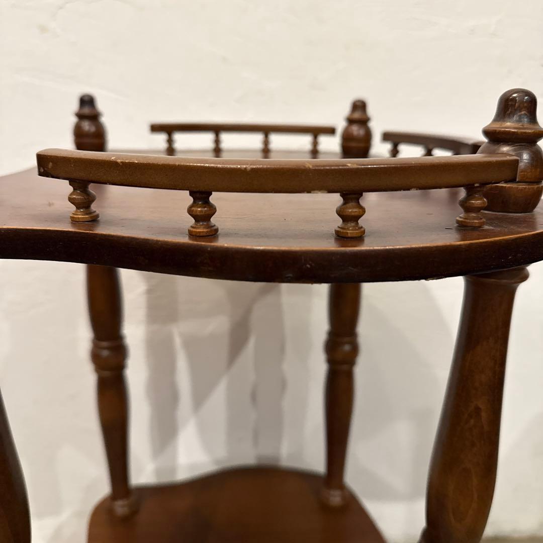 ヴィンテージ　木製サイドテーブル　ベッドサイドテーブル　花台