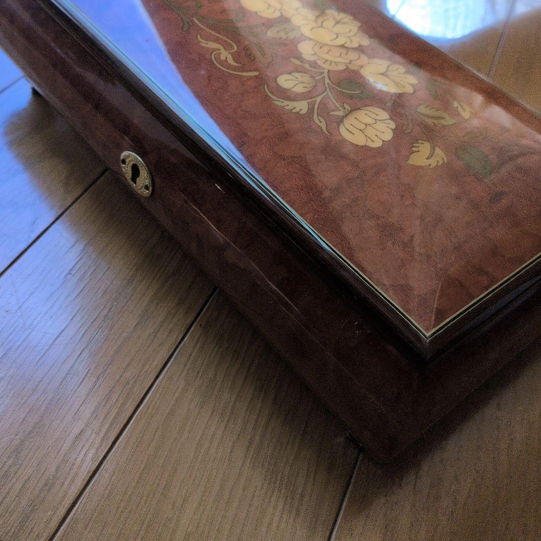 花柄木製オルゴール、アクセサリーケース