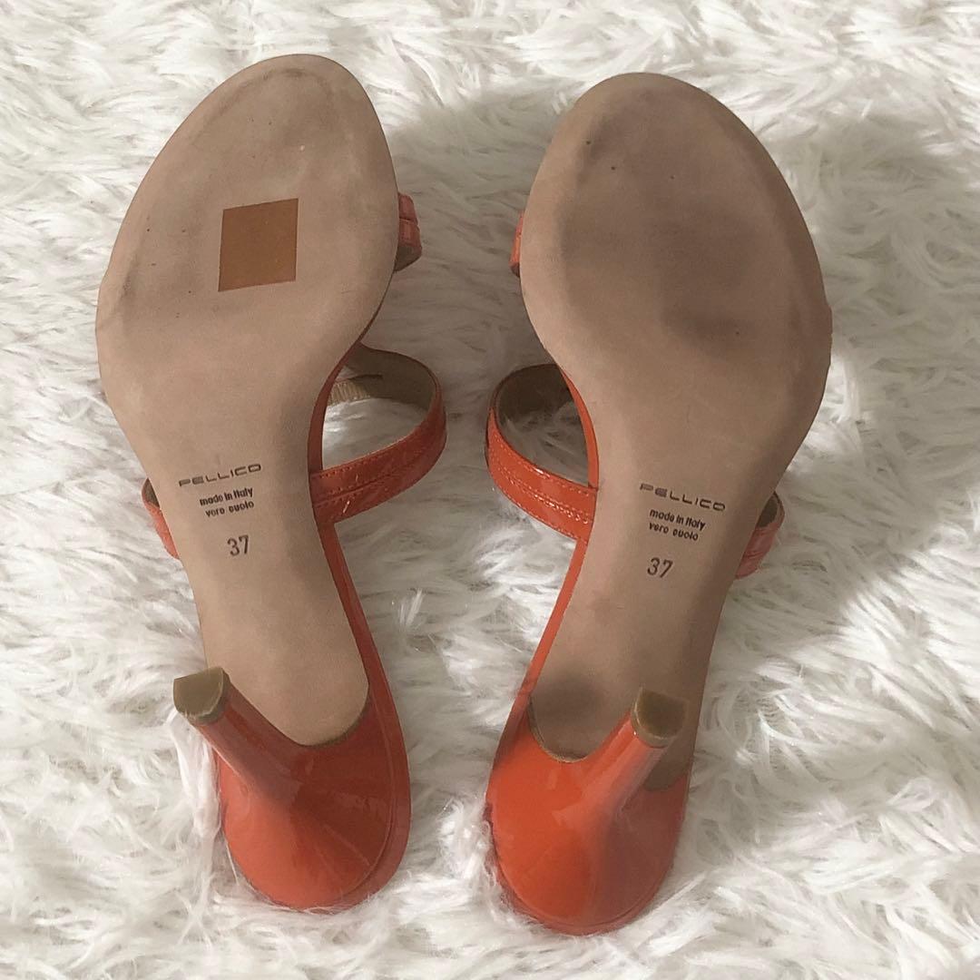 未使用級 ペリーコ ミュール オレンジ ヒール7cm サイズ37
