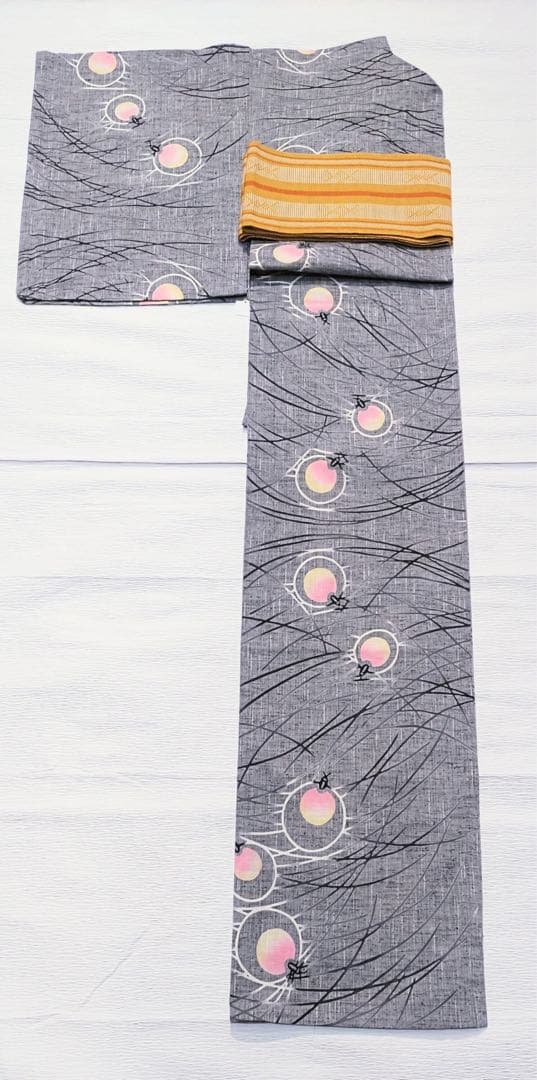 竺仙風　浴衣　仕立上がり　綿紬　芝草に蛍