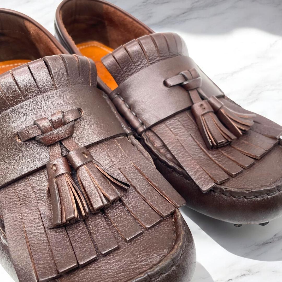 GUCCI インターロッキング　タッセル　ドライビングシューズ　茶