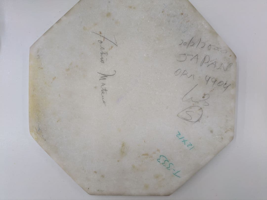 インド　タージマハル　大理石製八角形テーブルプレート　アンティーク　希少品